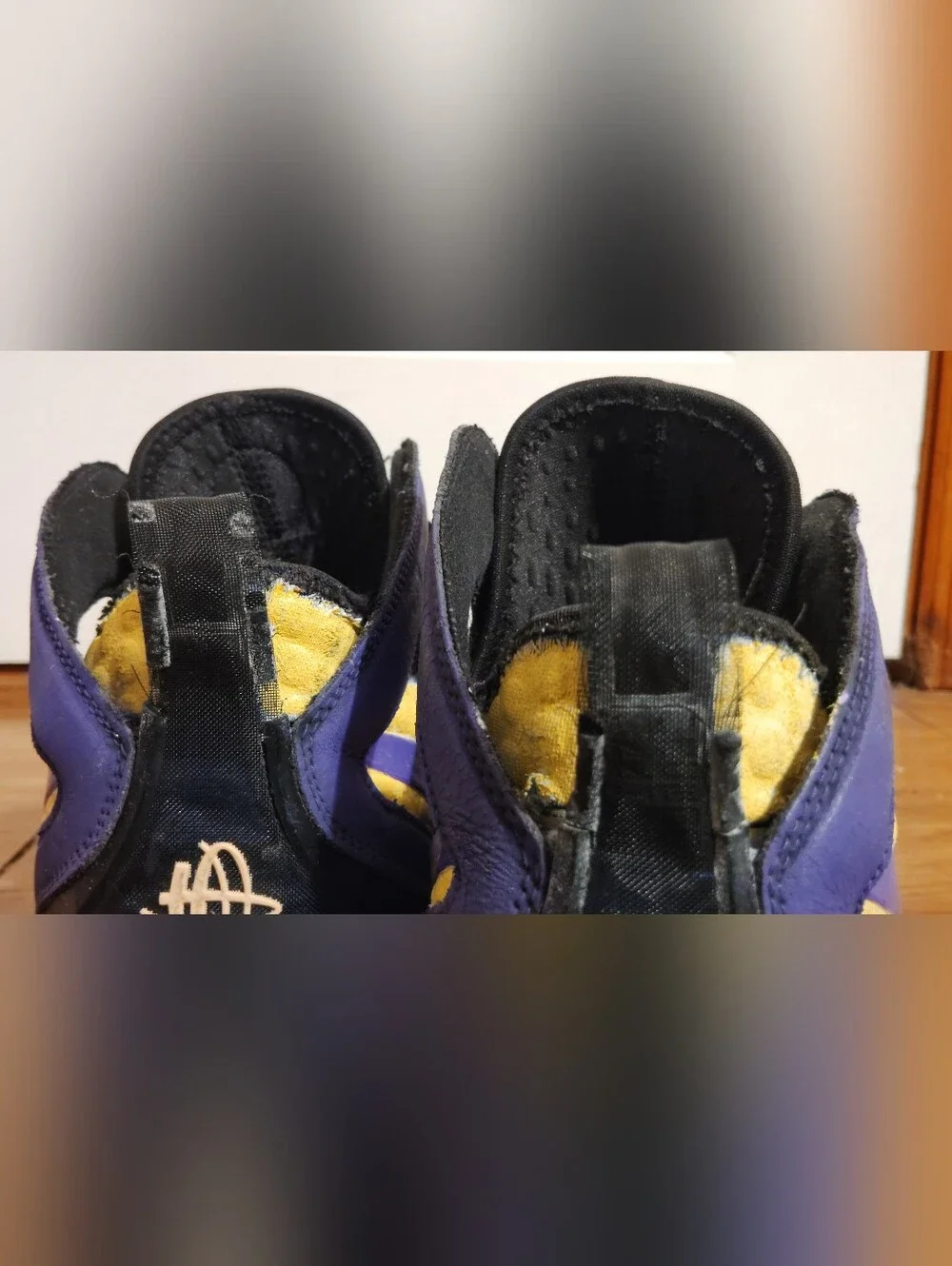 Nike Huarache 2k10 Custom Yellow Purple Basketball Shoes Size 11